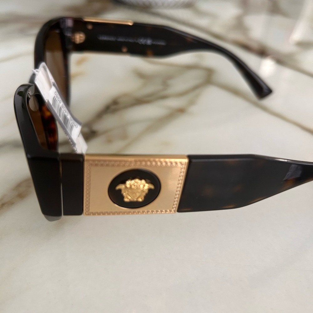Polarized Versace Sunglasses Medusa Brown Tortoise Versace Sunnies - Picture 3 of 9